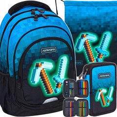 AstraBag mokyklinės kuprinės rinkinys Blue Pixel цена и информация | Школьные рюкзаки, спортивные сумки | pigu.lt