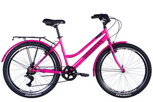 Dviratis 26" Discovery PRESTIGE WOMAN Vbr rėmas-17" rožinis su galine bagažine su sparnu kaina ir informacija | Dviračiai | pigu.lt