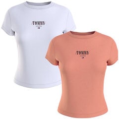 Tommy Jeans marškinėliai Koszulka 2-pack moteriški marškinėliai su kaklu DW0DW18142-0XW kaina ir informacija | Marškinėliai moterims | pigu.lt