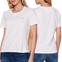 Tommy Jeans moteriški marškinėliai Regular Fit white DW0DW14616-YBR kaina ir informacija | Marškinėliai moterims | pigu.lt