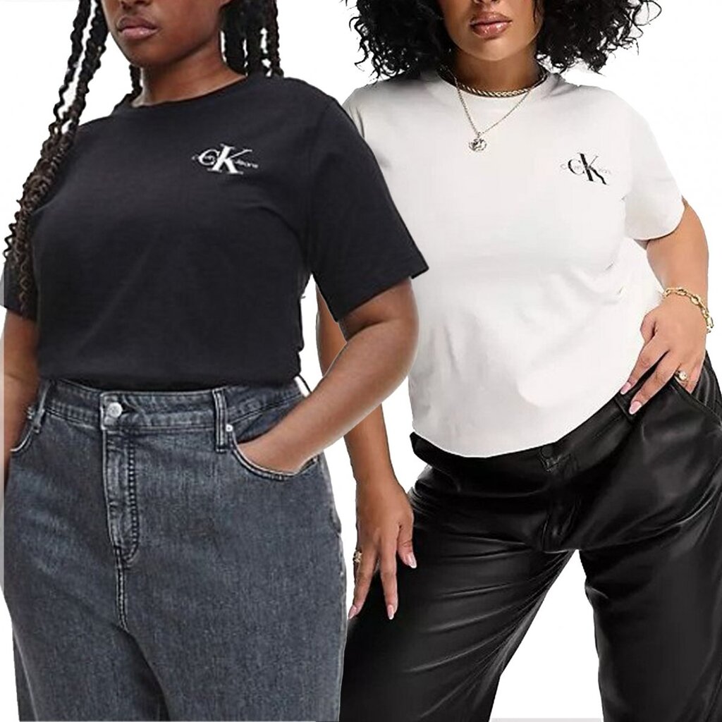 Calvin Klein Jeans moteriški marškinėliai 2pack plus size J20J218872-OK4 kaina ir informacija | Marškinėliai moterims | pigu.lt