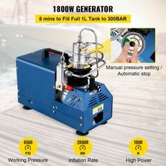 Elektrinis aukšto slėgio oro kompresorius Vevor, 1800 W, 4500 PSI, 2800 aps./min. kaina ir informacija | Kompresoriai | pigu.lt