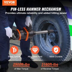 Pneumatinis smūginis veržliaraktis Vevor, 5000 aps./min. kaina ir informacija | Mechaniniai įrankiai | pigu.lt