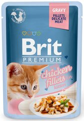 Brit Premium Cat Fillets in Gravy Kitten jauniems kačiukams su vištiena, 24x85 g kaina ir informacija | Konservai katėms | pigu.lt