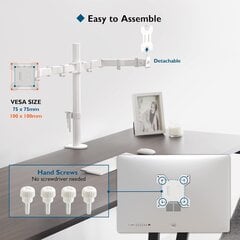 Держатель для монитора BONTEC 2, белый цена и информация | Кронштейны для монитора | pigu.lt