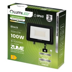 LED prožektorius ZUME 100W 11000lm 4000K IP65 juodas Pažangus apšvietimas Serija LUMILED цена и информация | Потолочные светильники | pigu.lt