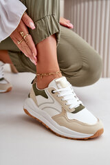 Women's Platform Sneakers Made Of Eco Leather Beige-Green Issatta 32929-21 цена и информация | Спортивная обувь, кроссовки для женщин | pigu.lt