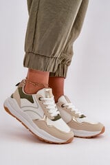 Women's Platform Sneakers Made Of Eco Leather Beige-Green Issatta 32929-21 цена и информация | Спортивная обувь, кроссовки для женщин | pigu.lt