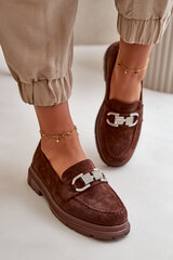 Women's Eco Suede Moccasins with Decoration Brown Wistera 32943-21 цена и информация | Женские тапочки | pigu.lt