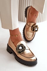 Leather Loafers with CheBello 4291 Gold Decoration 32965-21 цена и информация | Женские тапочки | pigu.lt