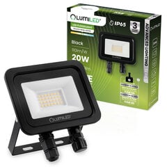 LED prožektorius ZUME 20W 2200lm 4000K IP65 juodas Pažangus apšvietimas Serija LUMILED цена и информация | Уличные светильники | pigu.lt