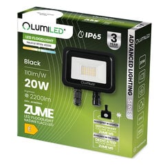 LED prožektorius ZUME 20W 2200lm 4000K IP65 juodas Pažangus apšvietimas Serija LUMILED цена и информация | Уличные светильники | pigu.lt