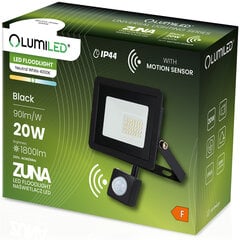 LED prožektorius ZUNA 20W 1800lm 4000K IP44 Juodas judesio jutiklis LUMILED цена и информация | Уличные светильники | pigu.lt