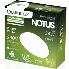 LED lubų šviestuvas NOTUS 24W apvalus judesio jutiklis 38 cm LUMILED kaina ir informacija | Lubiniai šviestuvai | pigu.lt