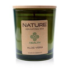 "Qult Senses of Nature - HEALTH" - Aromatinės žvakės stiklo indelyje su mediniu dangteliu – “Aloe Vera" kaina ir informacija | Žvakės, Žvakidės | pigu.lt