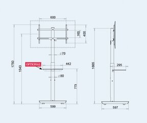 TV stalas OMB HANDY SPRING, 32"-60", 40 kg, 600x400 mm kaina ir informacija | TV staliukai | pigu.lt