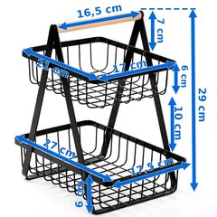 PULOS vaisių krepšelis, 2 lygiai, juodas kaina ir informacija | Virtuvės įrankiai | pigu.lt