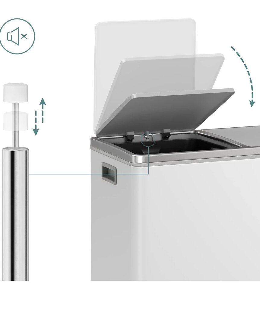 SONGMICS dviguba dėžė, 2 x 30 l цена и информация | Šiukšliadėžės | pigu.lt