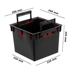 Kvadratinis keičiamas įdėklas su rankenomis 26x26 cm juodas 13 L, skirtas "Prosperplast" puodams H 50 cm kaina ir informacija | Vazonai | pigu.lt