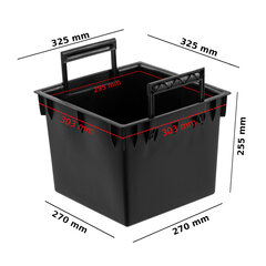 Keičiamas kvadratinis įdėklas su rankenomis 32,5x32,5 cm juodas 25L, skirtas "Prosperplast" puodams H 61 cm kaina ir informacija | Vazonai | pigu.lt