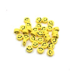 Акриловые бусины Emoji Smiley 7x4 мм 20 шт., желтые цена и информация | Принадлежности для изготовления украшений, бисероплетения | pigu.lt