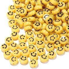 Акриловые бусины Emoji Smiley 7x4 мм 100 шт., желтые цена и информация | Принадлежности для изготовления украшений, бисероплетения | pigu.lt