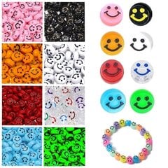 Akrilinių karoliukų Emoji Smiley rinkinys apyrankių gamybai 160 vnt. kaina ir informacija | Papuošalų gamybai, vėrimui | pigu.lt