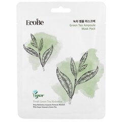 EcoBe Green Tea Ampoule Mask Pack 25ml - Освежающая листовая маска цена и информация | Маски для лица, патчи для глаз | pigu.lt