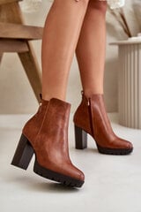 Women's Winter Boots with High Heel Zip Closure Camel Bioria 32891-21 цена и информация | Женские сапоги | pigu.lt