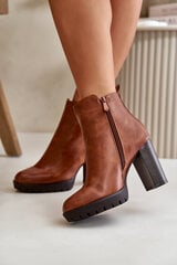 Women's Winter Boots with High Heel Zip Closure Camel Bioria 32891-21 цена и информация | Женские сапоги | pigu.lt