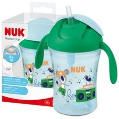 Gertuvė su šiaudeliu NUK Motion Cup, žalia, 8+ mėn, 230 ml kaina ir informacija | Buteliukai kūdikiams ir jų priedai | pigu.lt