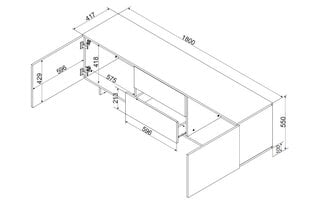 Cama RTV 2D2S ALMA spintelė 180x41,5xH55 kašmyras цена и информация | Тумбы под телевизор | pigu.lt