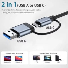 USB C šakotuvas, USB skirstytuvas, 4-in-2, USB plėstuvas su 1 USB prievadu, 1 USBC prievadu kaina ir informacija | Laidai telefonams | pigu.lt