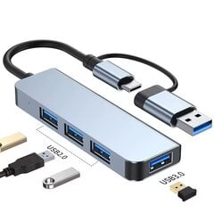 USB C šakotuvas, USB skirstytuvas, 4-in-2, USB plėstuvas su 1 USB prievadu, 1 USBC prievadu kaina ir informacija | Laidai telefonams | pigu.lt