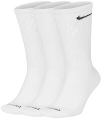 Kojinės Unisex Nike U Nk Everyday Plus Cush Crew White SX6888 100, baltos kaina ir informacija | Vyriškos kojinės | pigu.lt