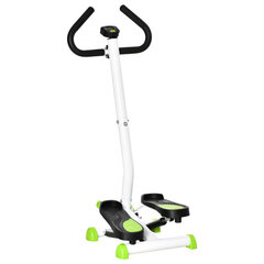 HOMCOM Stepper Fitness Swing Stepper su LCD ekranu ir rankena Namų treniruoklis iki 100 kg Plieninis ABS žalias 55 x 44 x 108 cm | Aosom kaina ir informacija | Daugiafunkciniai treniruokliai | pigu.lt