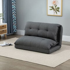 HOMCOM grindų kėdė "2-in-1" grindų sofa-lova 13 padėčių Reguliuojamas atlošas gyvenamajam kambariui Lininė 100 x 71 x 54 cm Pilka | Aosom kaina ir informacija | Svetainės foteliai | pigu.lt