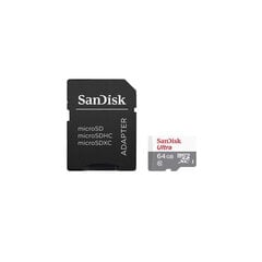 Atminties korta SanDisk Ultra MicroSD 64GB (class10 UHS-I 100MB / S) + SD Adapteris kaina ir informacija | Atminties kortelės telefonams | pigu.lt