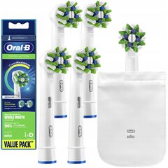 4x ORAL-B CROSS ACTION TIP EB50-AB + "Oral-B" baltas paketėlis цена и информация | Насадки для электрических зубных щеток | pigu.lt