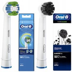 "Oral-B Precision Clean EB20RB Clean Maximizer+Pure Clean EB20CH aktyvintosios anglies antgalis цена и информация | Насадки для электрических зубных щеток | pigu.lt