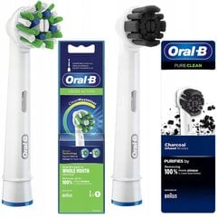 "Oral-B CrossAction EB50AB+Pure Clean EB20CH aktyvintosios anglies antgalis цена и информация | Насадки для электрических зубных щеток | pigu.lt