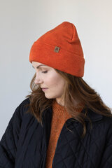 WILK Kepurė Vilnonė, Kopyto, 100% Merino Vilna RWS, Unisex, Šilta, Dviguba, Oranžinė цена и информация | Женские шапки | pigu.lt