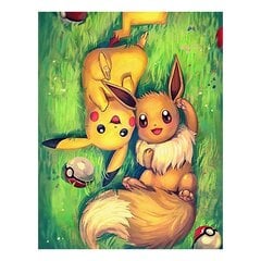 Paveikslai tapybai su rėmeliais Paveikslai tapybai - Pokemon, Pikachu ir Eevee 40x50 cm kaina ir informacija | Tapyba pagal skaičius | pigu.lt