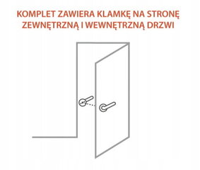 Vidaus durų rankena su ilguoju skląsčiu WC chromas šlifuotas nikelis kaina ir informacija | Durų rankenos | pigu.lt