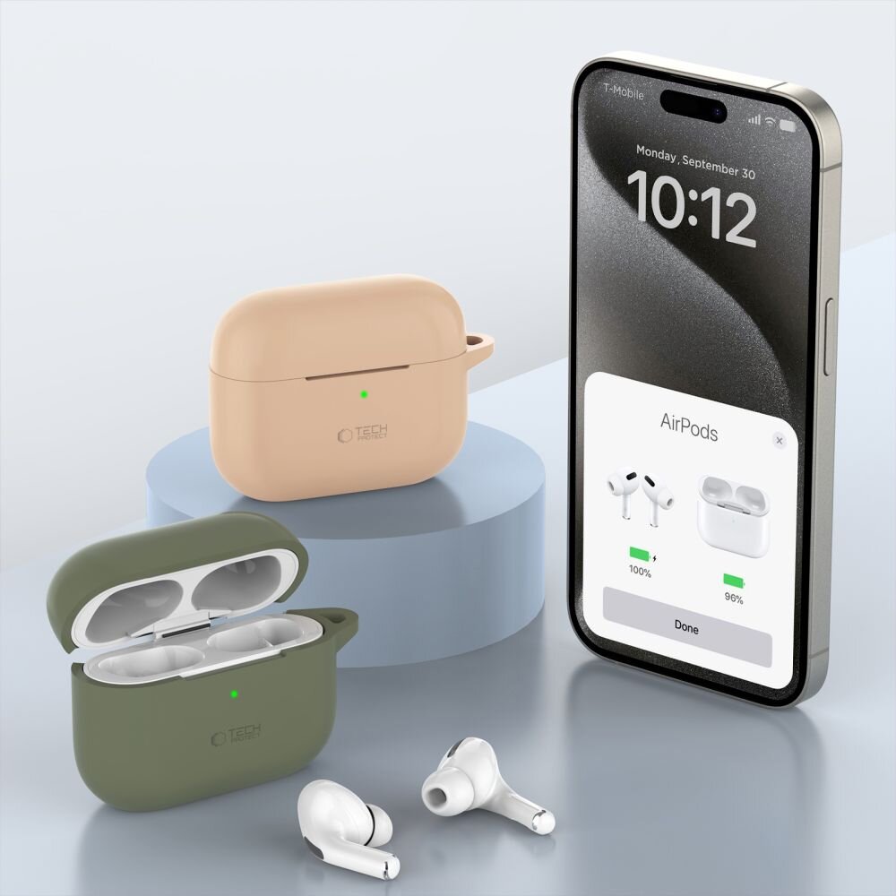 TECH-PROTECT SILIKONINIS KABLIUKAS APPLE AIRPODS PRO 1 | 2 CRAYON GREY цена и информация | Televizorių laikikliai, tvirtinimai | pigu.lt