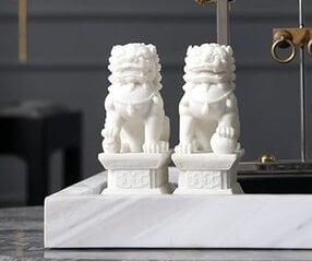 Marmurinė pora mini fengšui liūtų globėjų statulėlių, Foo Dogs 11 cm kaina ir informacija | Dekoracijos šventėms | pigu.lt