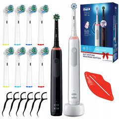 "Oral-B Pro 3 3900 Black+White" dantų šepetėlis Dvi pakuotės + 8 tikslūs pakaitalai. kaina ir informacija | Elektriniai dantų šepetėliai | pigu.lt