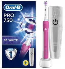 "Oral-B Pro 750 Pink" dantų šepetėlis su dėklu + "Precision x8" pakaitalas kaina ir informacija | Elektriniai dantų šepetėliai | pigu.lt