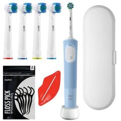 "Oral-B Vitality Pro D103 Blue" dantų šepetėlis + "Precision Clean SB-17A" x4 pakaitiniai antgaliai + baltas dėklas kaina ir informacija | Elektriniai dantų šepetėliai | pigu.lt