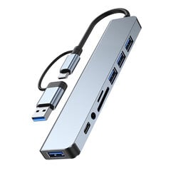 Šakotuvas Hub 8in1 USB-C/A to USB 3.0 / USB 2.0 / SD / TF / USB-C / Audio, Avernus kaina ir informacija | Adapteriai, USB šakotuvai | pigu.lt